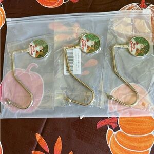 Gold Stocking Hooks with Santa Design